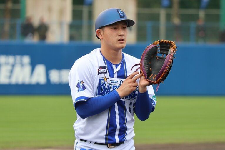 2022年に大阪桐蔭高からドラ1で入団した松尾。2月のキャンプではその潜在能力の高さを見せた　©Fumi Sawai