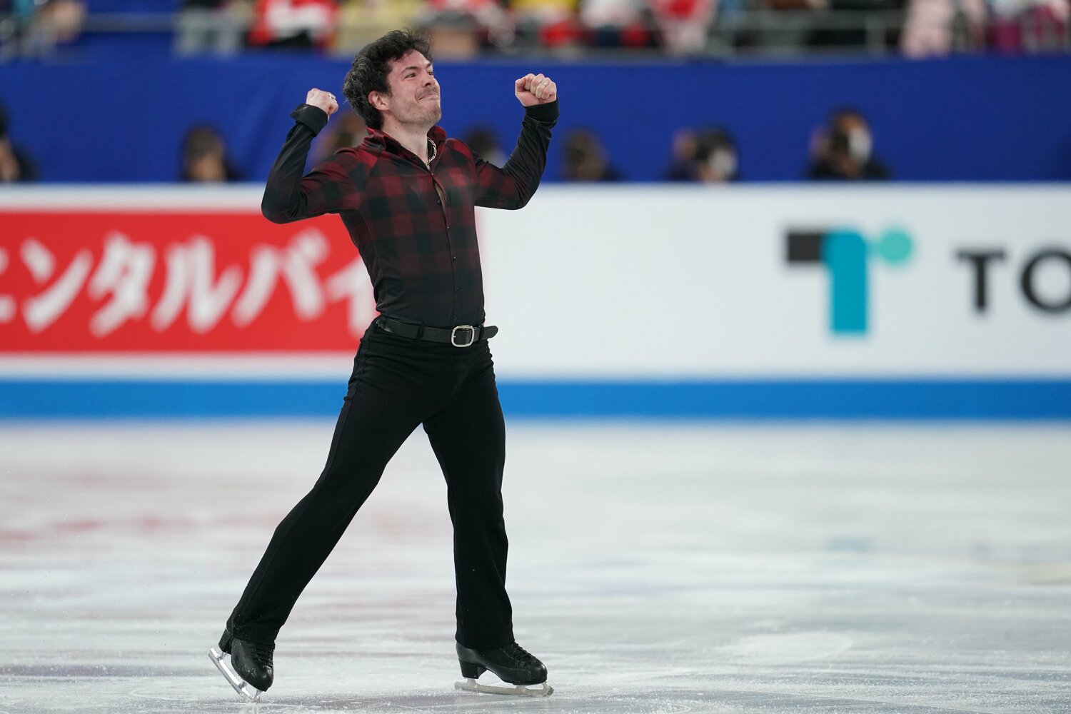 競技者としては最後となった国別対抗戦フリーでのキーガン・メッシングの演技　©Getty Images