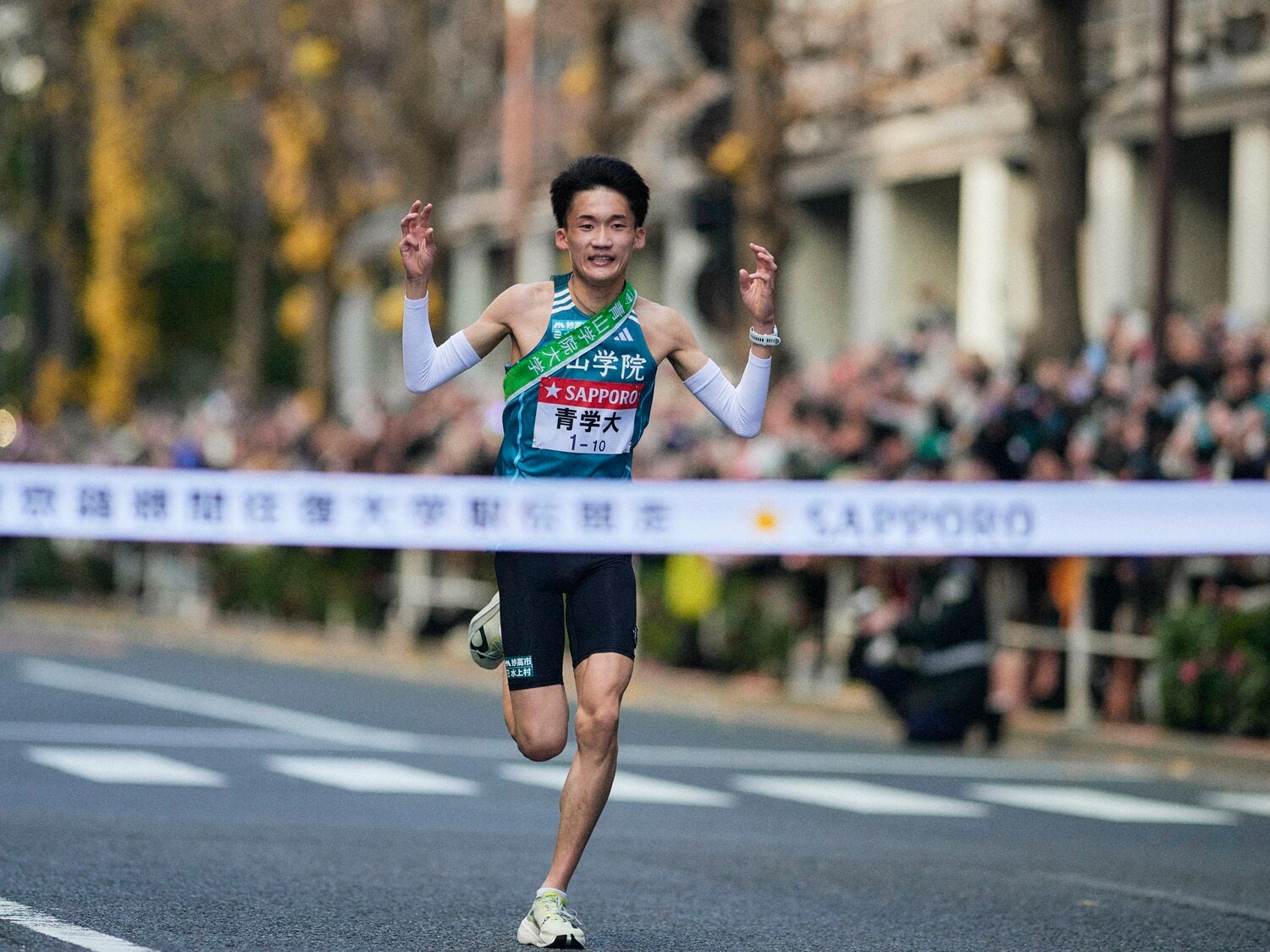 自分自身も驚いたという10区で好走した折田　©Yuki Suenaga