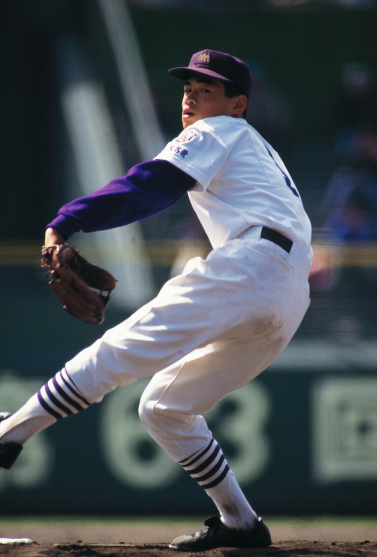 1991年春のセンバツ、愛工大名電時代のイチロー（当時17歳）のマウンド姿　©AFLO