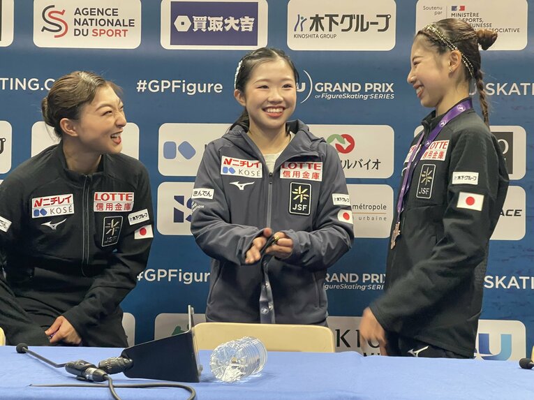 記者会見での日本勢　©Akiko Tamura