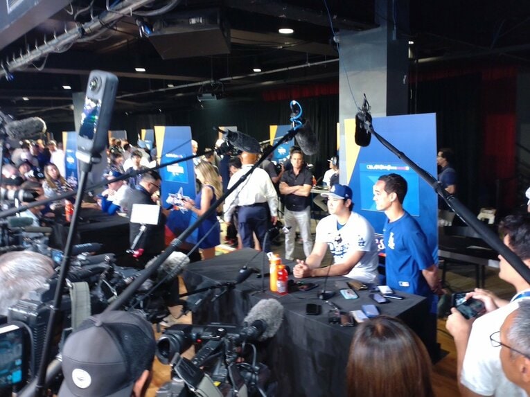 【番記者が撮った“テレビに映らない大谷とドジャース取材風景”】　©Naoyuki Yanagihara