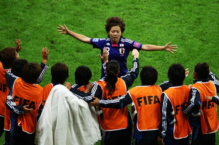 2011年W杯決勝では澤穂希の同点ゴールをアシストした宮間あや。W杯優勝後という難しい時期に主将を務めた ／ photograph by Getty Images