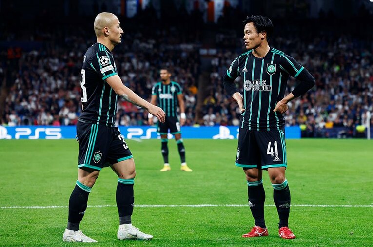 前田大然と旗手怜央。W杯メンバーとして選出と落選を分け隔てたが、CLマドリー戦では奮闘を見せた ／ photograph by Daisuke Nakashima