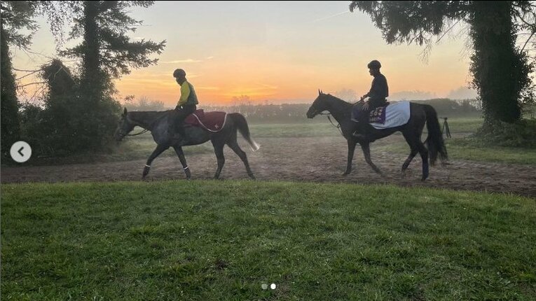 タイトルホルダーの一週前追い切りの様子　栗田徹厩舎Instagramより 提供写真