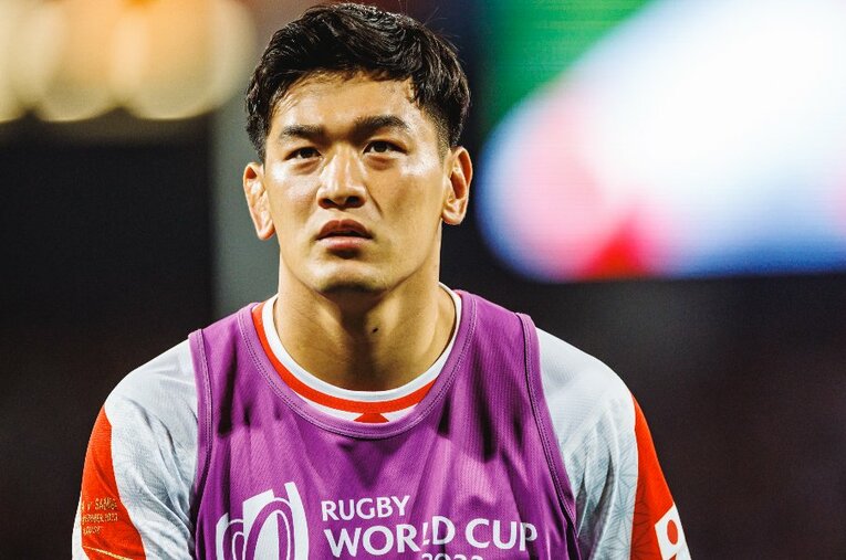 9月28日のサモア戦。後半36分から途中出場し、W杯デビューした李承信（22歳） ／ photograph by Kiichi Matsumoto