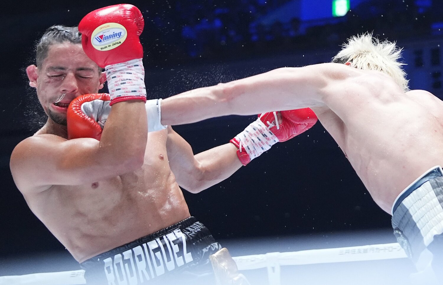 3ラウンド、ロドリゲスの顔面を打ち抜いた強烈な左ストレート　©Naoki Fukuda