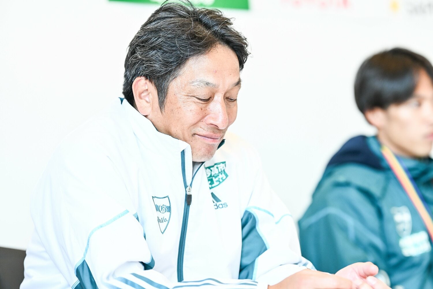 往路優勝後の記者会見で。笑顔を見せた青学大・原晋監督 ©Nanae Suzuki