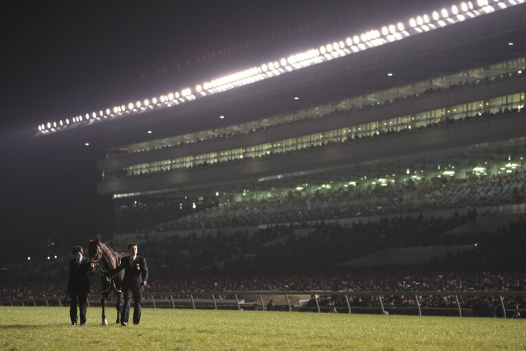 ディープインパクトの引退式のため、日没後も中山競馬場に残った大観衆　©BUNGEISHUNJU