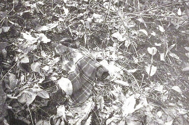 現場付近で見つかったBさんの着衣の一部（提供:門崎允昭氏）