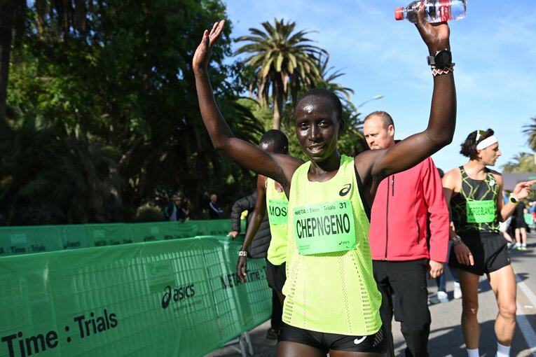 スペイン・マラガで開催された「META：Time：Trials」の10kで優勝したヴィコティ・チュプンゲノ（ケニア）。彼女も「ASICS CHOJO CAMP」に参加する1人だ　©️Naoya Sanuki