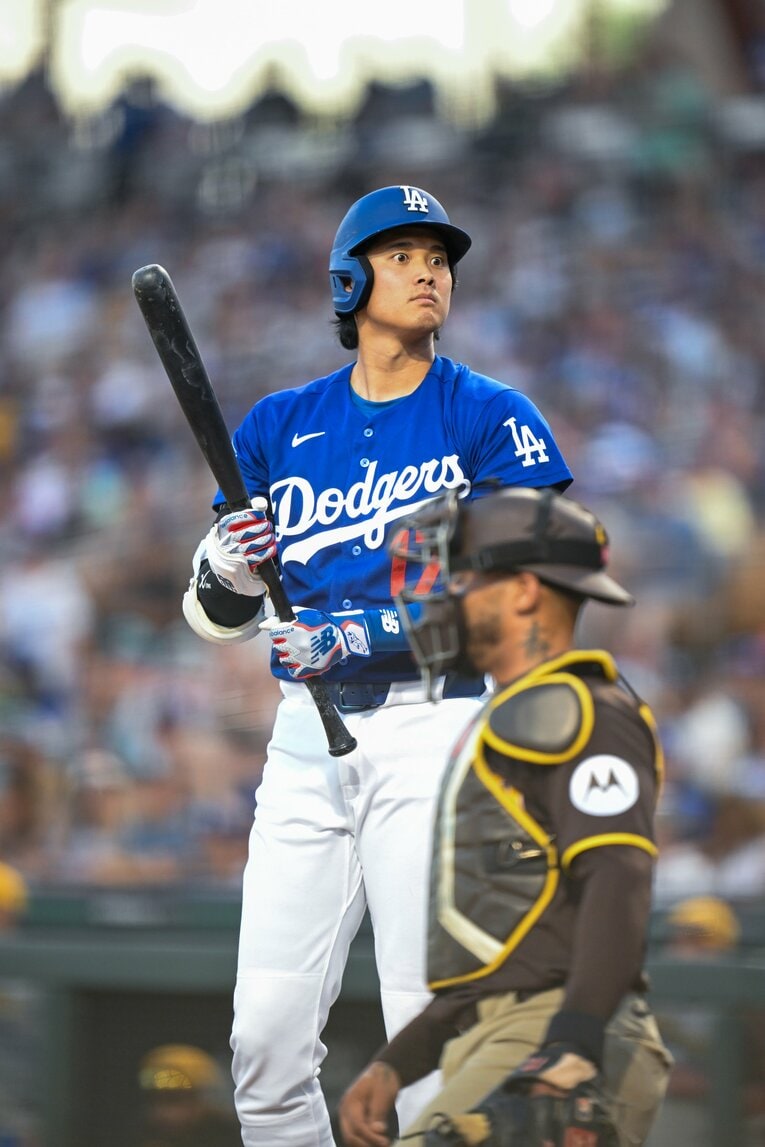 【Number現地撮影：大谷翔平の愛される日々】ドジャース再合流後の試合での大谷（写真は右に続きます）　©Nanae Suzuki