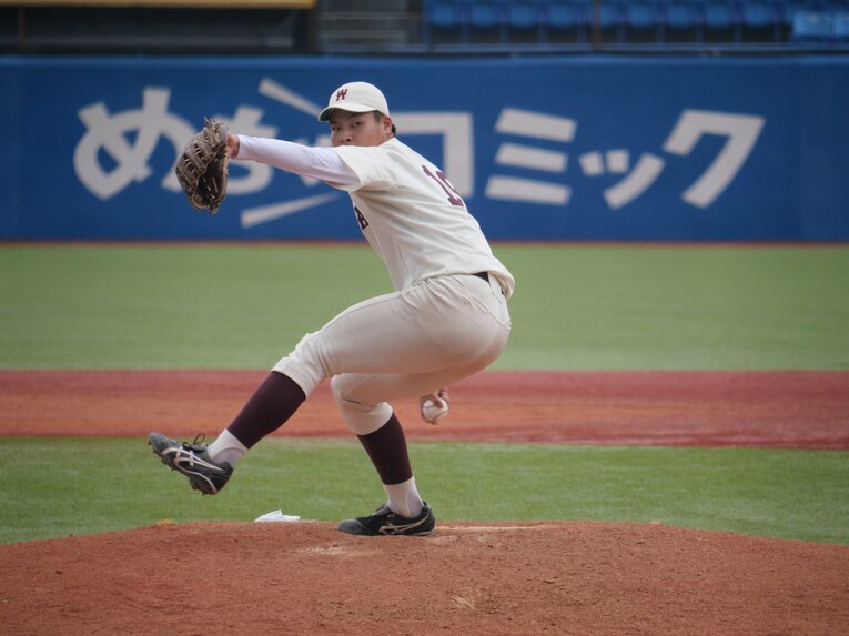 大学2年の6月にトミー・ジョン手術を受けた早稲田大・田和廉。落差あるシンカーが武器　©︎PPAB-lab.