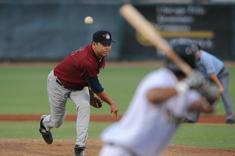 現役復帰し、米独立リーグでマウンドに立った故・伊良部秀輝さん ／ photograph by SANKEI SHIMBUN