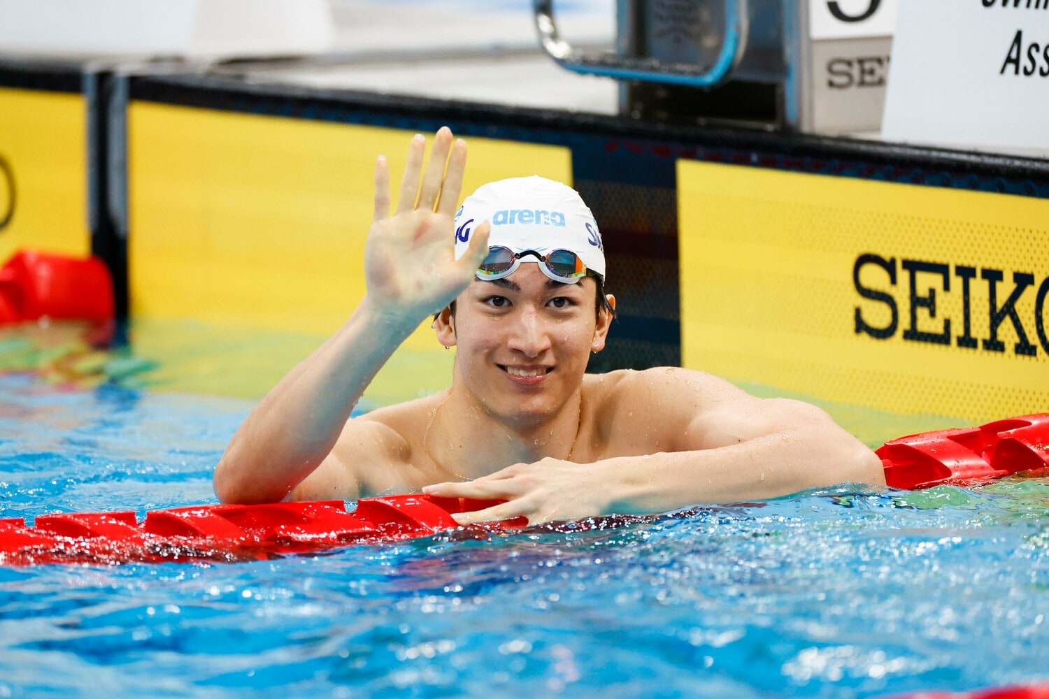 今秋からUCバークレーに進学予定の岡留大和。2023年の世界ジュニアでは100ｍ平泳ぎで2位　©川口浩輝/フォート・キシモト