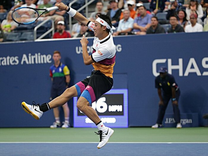 凡戦でも錦織圭の攻めは魅力的だ。教科書に載せたい手堅さ、力強さ。＜Number Web＞ photograph by Hiromasa Mano