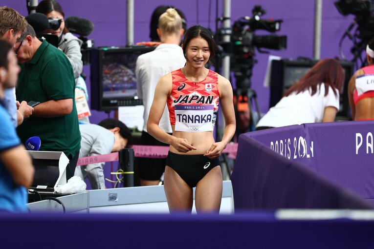 敗者復活ラウンドからの準決勝進出を決め、笑顔を見せる田中　©Ryosuke Menju/JMPA