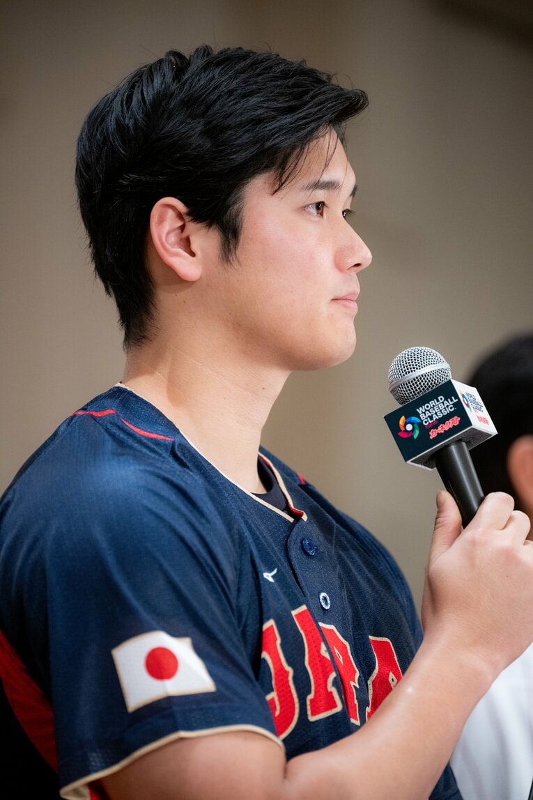 1月のWBC会見。筋肉隆々！腕の太さも話題に　©Nanae Suzuki