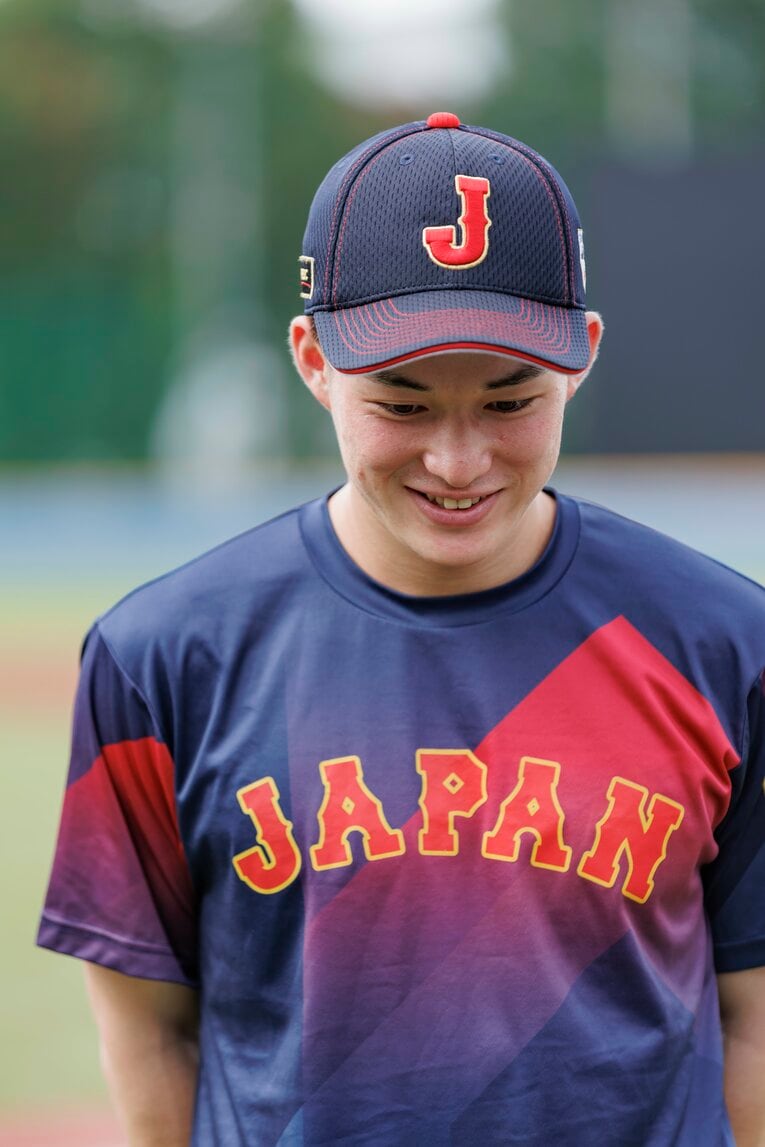 野球U-18日本代表の練習にて撮影。慶応の丸田湊斗　©Kichi Matsumoto