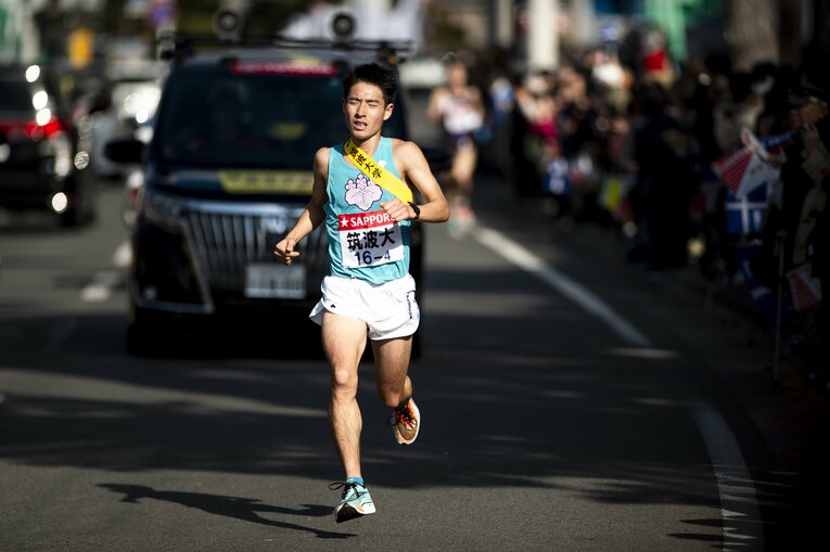 2020年箱根駅伝4区の筑波大・大土手嵩　©Yuki Suenaga
