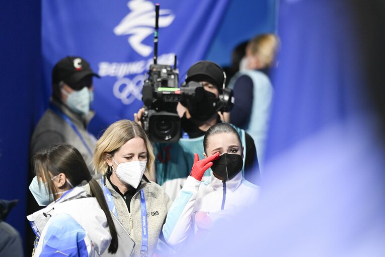 【五輪フィギュアの魔物】北京五輪でのワリエワ（写真は右に続きます）　©Asami Enomoto/JMPA