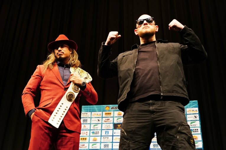 前日会見での辻陽太とゲイブ・キッド　©Essei Hara