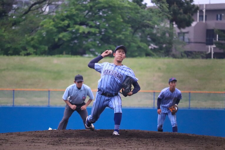 スカウトの前でアピールした幕張総合・早坂響（3年）©︎Yu Takagi