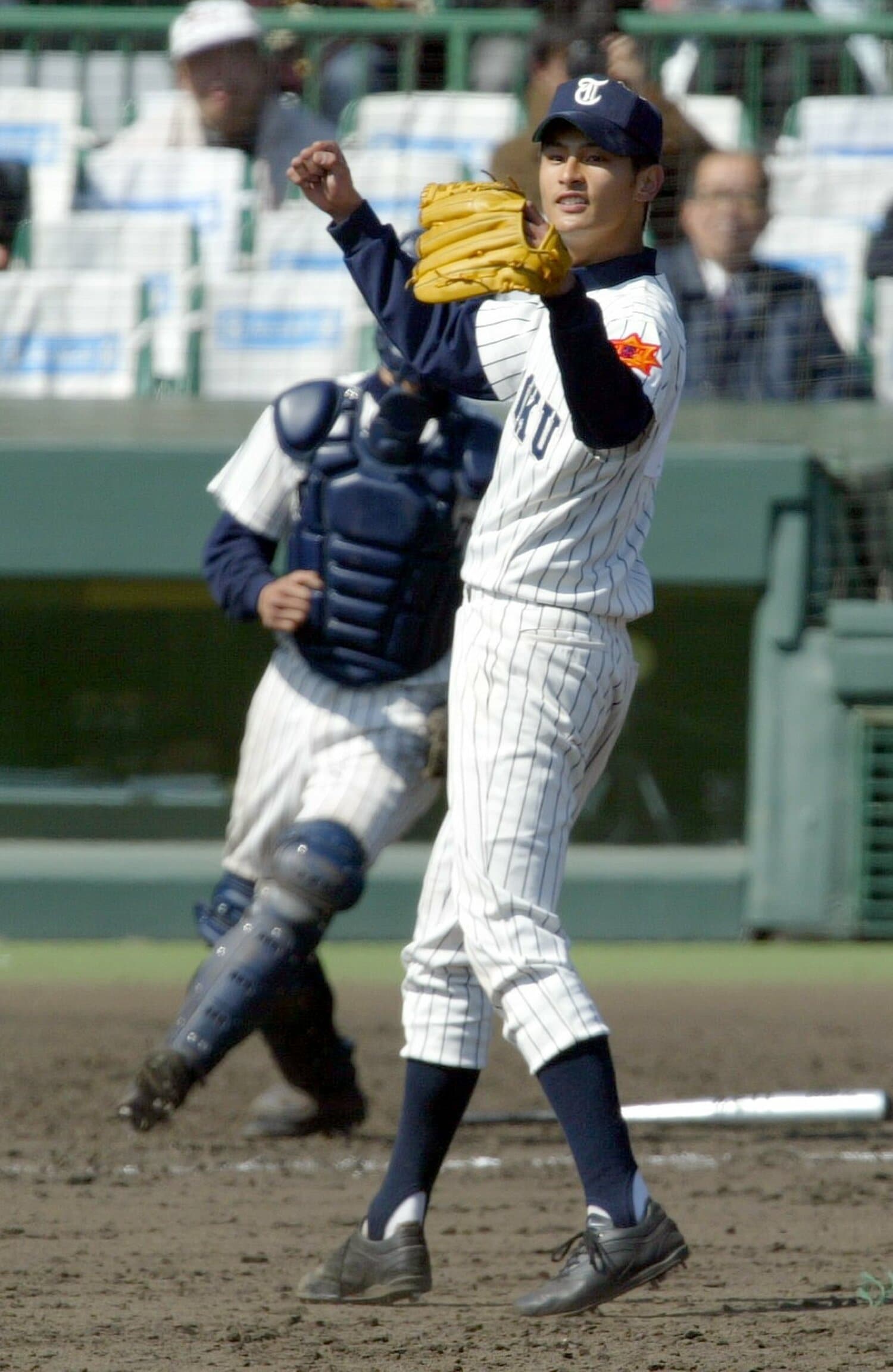 センバツの熊本工戦でノーヒットノーランを達成した東北高・ダルビッシュ有 ©︎SANKEI SHIMBUN