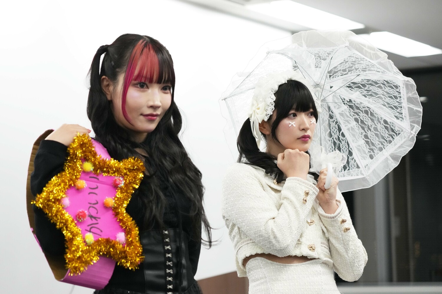 伊藤麻希との記者会見に臨んださくらあや。1月27日、東京　©Essei Hara