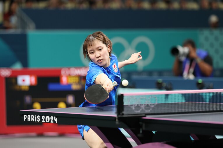 女子卓球団体準決勝の平野美宇　©Kaoru Watanabe/JMPA