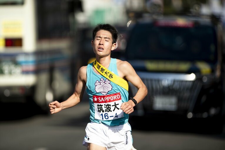 2020年箱根駅伝4区の筑波大・大土手嵩　©Yuki Suenaga