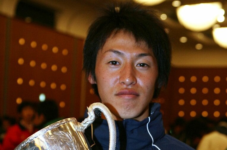 2008年の箱根駅伝でMVPに相当する金栗四三杯に輝いた篠藤淳（中央学院大学／当時）。その後14年にわたって9区の区間記録保持者であり続けた ／ photograph by AFLO SPORT