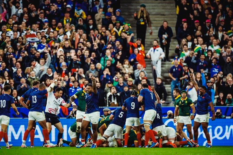 トライに沸くフランス代表　©︎Kiichi Matsumoto