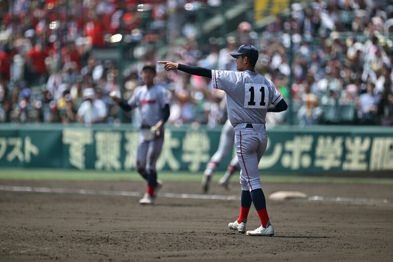 好投を続ける京都国際の西村　©Hideki Sugiyama