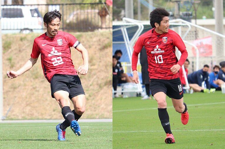 阿部勇樹（左）と柏木陽介。浦和を長年支えた2人がリカルド・ロドリゲス新監督と出会ってどのようなプレーを見せるか ／ photograph by URAWA REDS