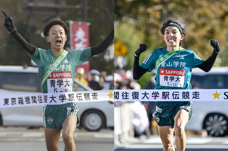 “シン・山の神”を襲名した黒田朝日（右）の走りを、先輩にして“3代目”の神野大地（左）はどう見たのか。神にしかわからない、神の走りの真髄を聞いた　©JIJI PRESS(L)/Nanae Suzuki(R)