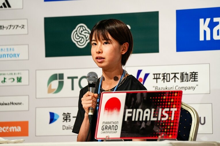 レース後の会見に臨む不破　©Satoshi Wada