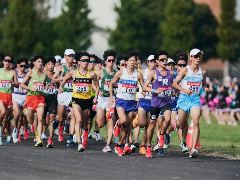 予選会では日本人先頭集団を引っ張るなど、序盤から積極的な走りを見せた秋吉　©Yuki Suenaga