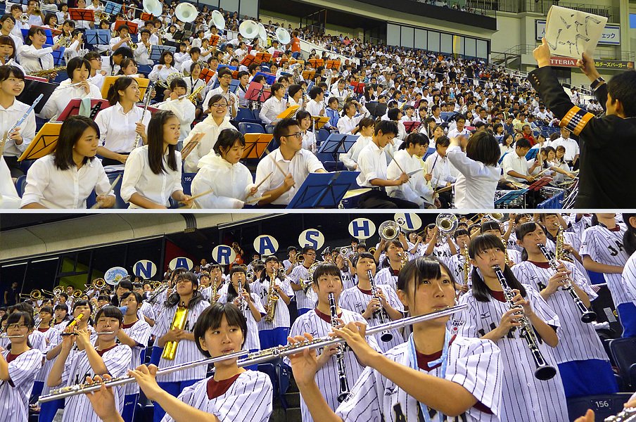 侍ジャパン壮行試合で豪華応援対決!“美爆音”習志野vs.伝統の六大学。<Number Web> photograph by Yukiko Umetsu/NPB Enterprise