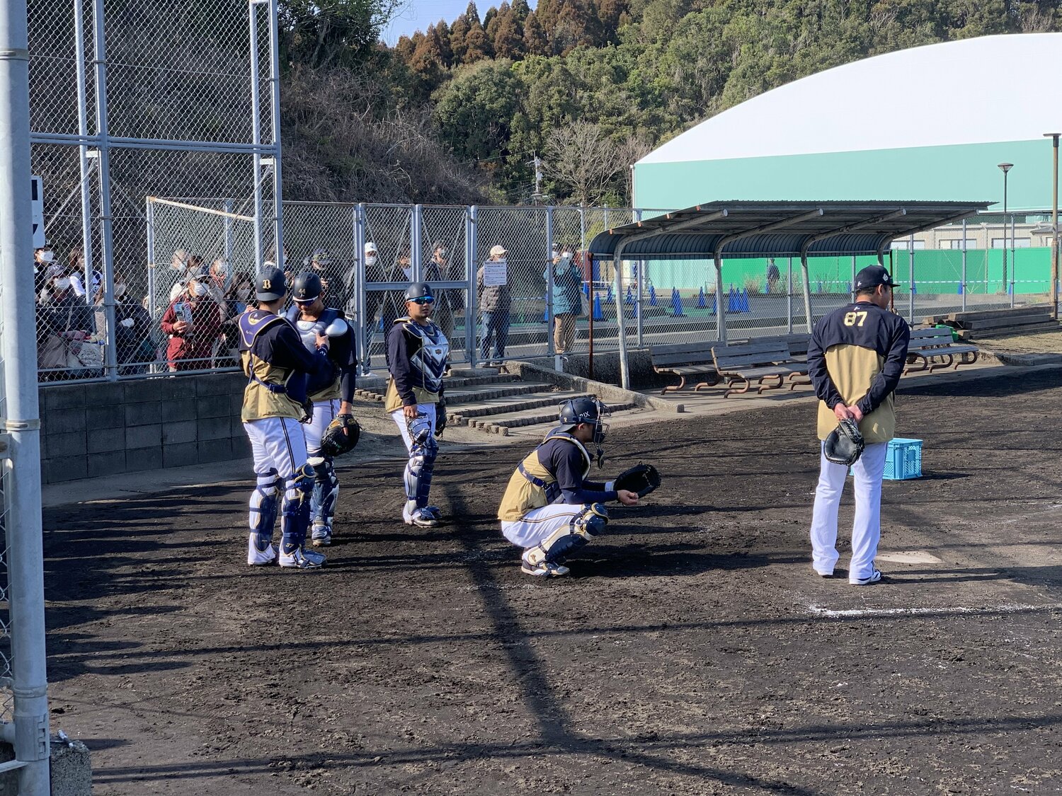 キャッチャー陣の練習風景　©︎Noriko Yonemushi