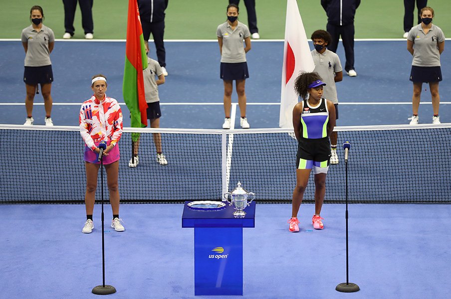 表彰式、大坂はマスクを着用していなかった