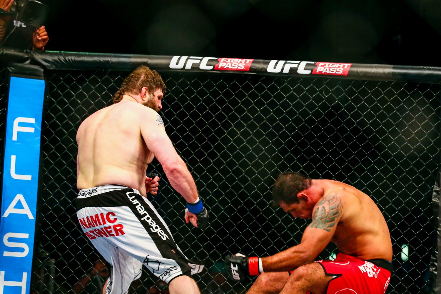 ロイ・ネルソンの右フックで崩れ落ちるノゲイラ