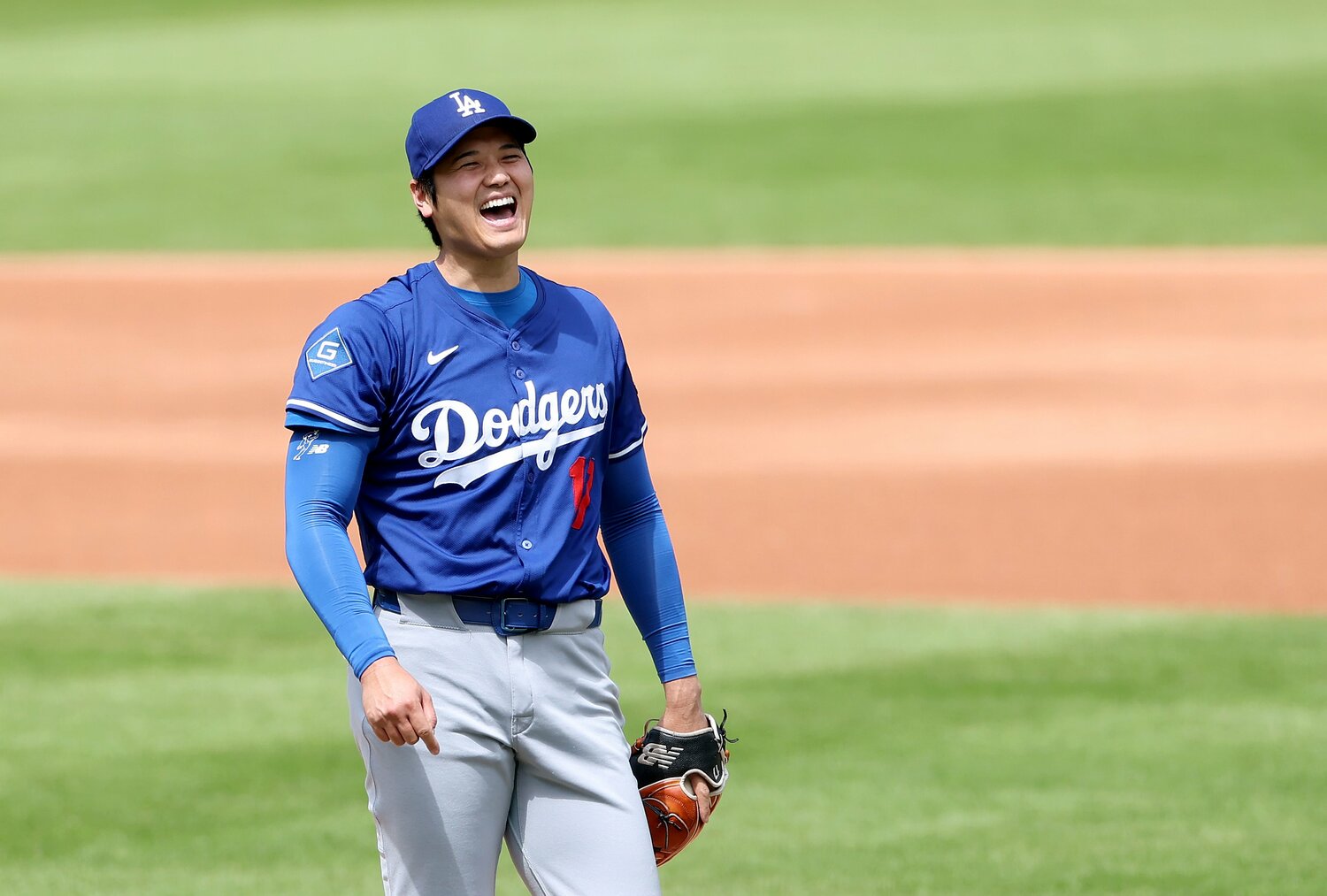 投手復帰に向けて練習中の大谷。敵チームの監督、選手まで注目している ©Getty Images