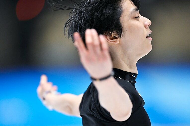 北京五輪、練習中の羽生結弦　©Sunao Noto/JMPA