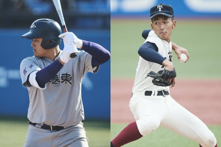 花巻東・佐々木麟太郎（左）や大阪桐蔭・前田悠伍（右）など、センバツ注目選手を一挙紹介 ／ photograph by Yuki Suenaga