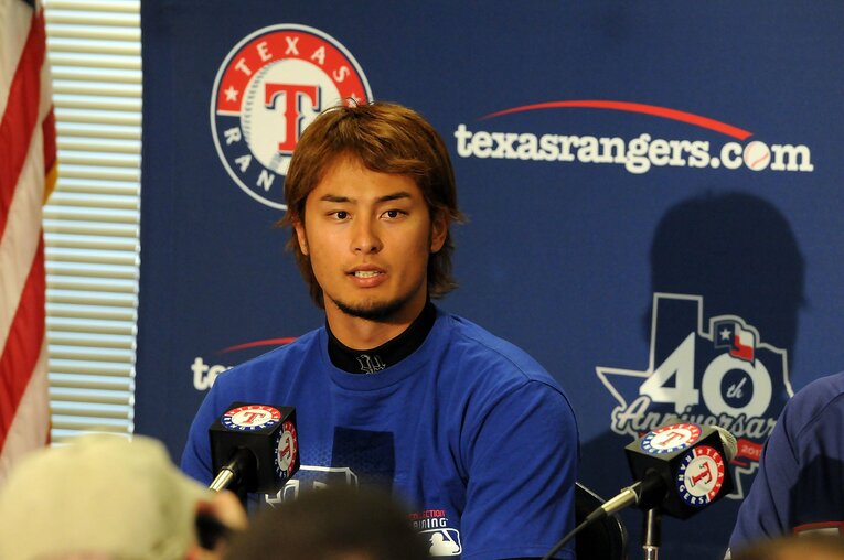 12年前、メジャー挑戦時のダルビッシュ（当時レンジャーズ／26歳）　©Getty Images