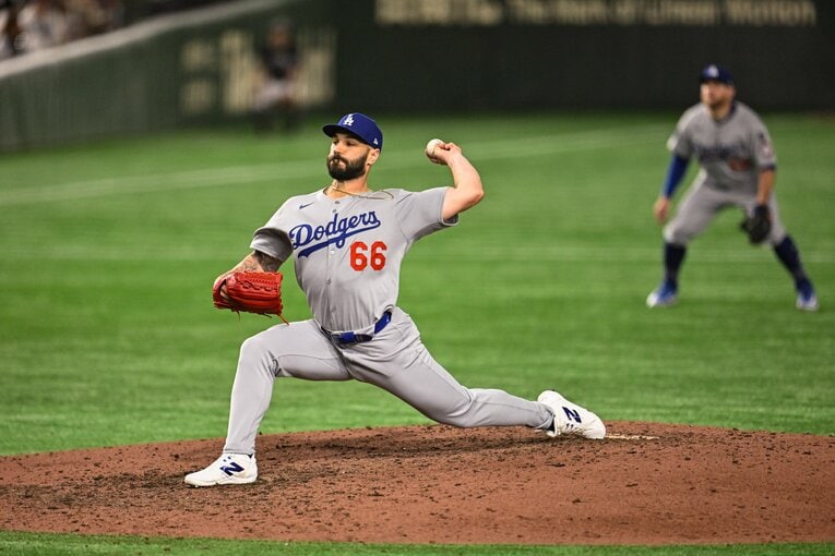 昨年はパドレスで大谷キラーぶりを発揮したスコットが今年は味方に。現時点ではクローザー候補一番手か　©Nanae Suzuki