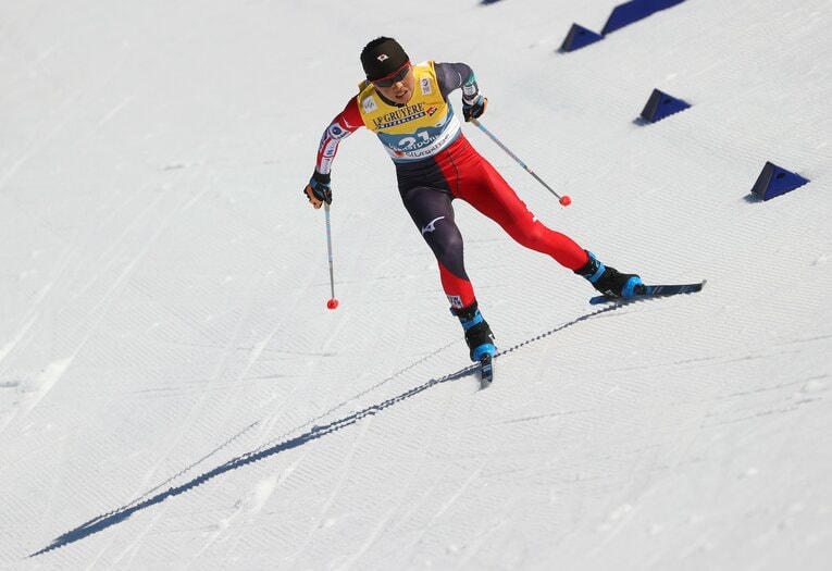 石田はノルディックスキー世界選手権で4種目に出場。最高位は女子団体リレーの10位だった　©REUTERS/AFLO