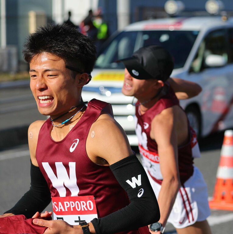 2023年1月、伊福陽太（当時2年）は自身初の箱根駅伝を走る。政治経済学部の箱根ランナーは久しく出ていなかった　©JIJI PRESS