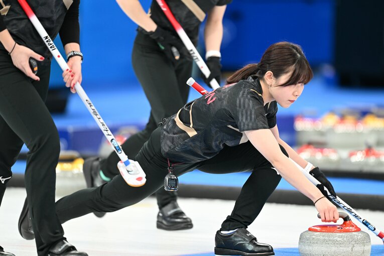 2022年北京五輪、準決勝スイス戦。リードの吉田夕梨花は大会を通じて驚異的なショット成功率を記録した　©Naoya Sanuki/JMPA